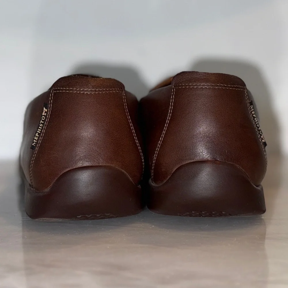 Mephisto Pistol Men’s Leather Loafers | Brown Slip-On Comfort Shoes Size 9.5